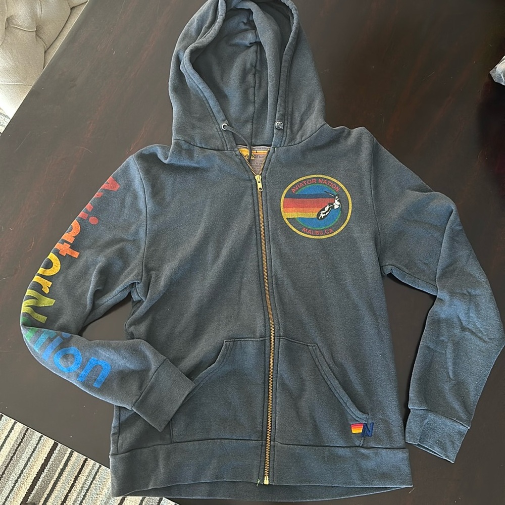 Aviator Nation Navy MALIBU Hoodie - L